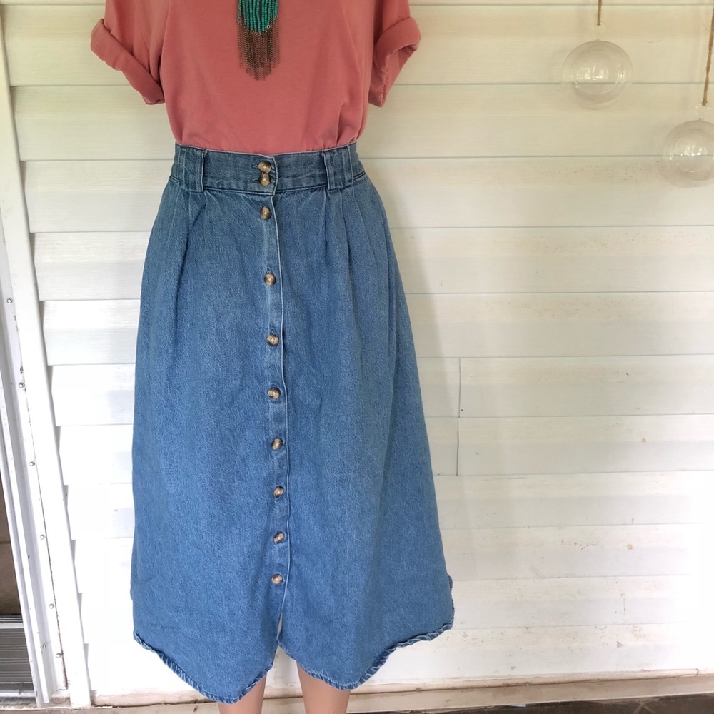 Vintage jean button up skirt size 16 denim